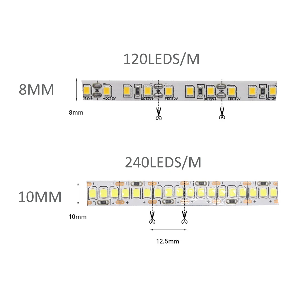 12V LED Strip SMD 2835 1M 2M 3M 4M 5M LED Stripe Tape Light 120LED/M 240LED/M Warm White Flexible Strip Ribbon Home Decor Light-2
