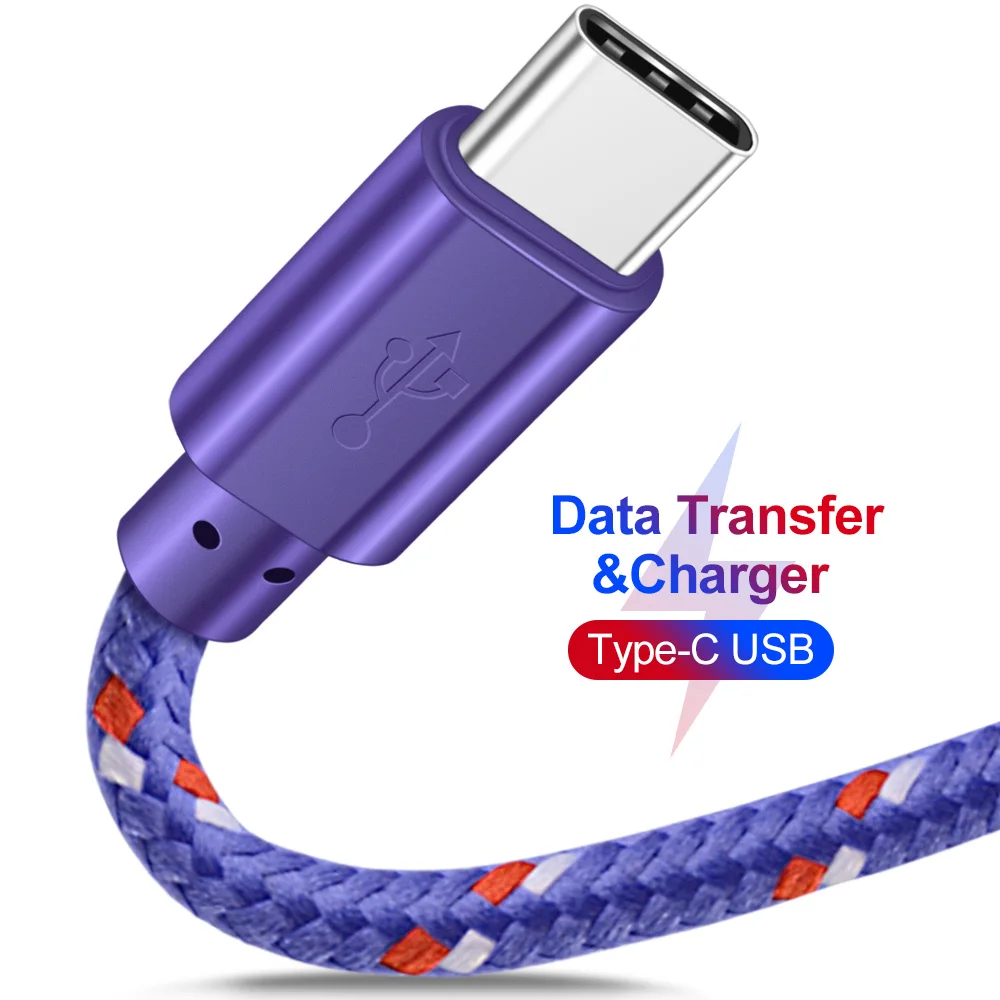 OLAF Nylon Braided USB Type C Cable 1M 2M 3M Data Sync Fast Charging USB C Cable For Samsung S9 S10 Xiaomi mi9 mi8 Huawei Type-c-2