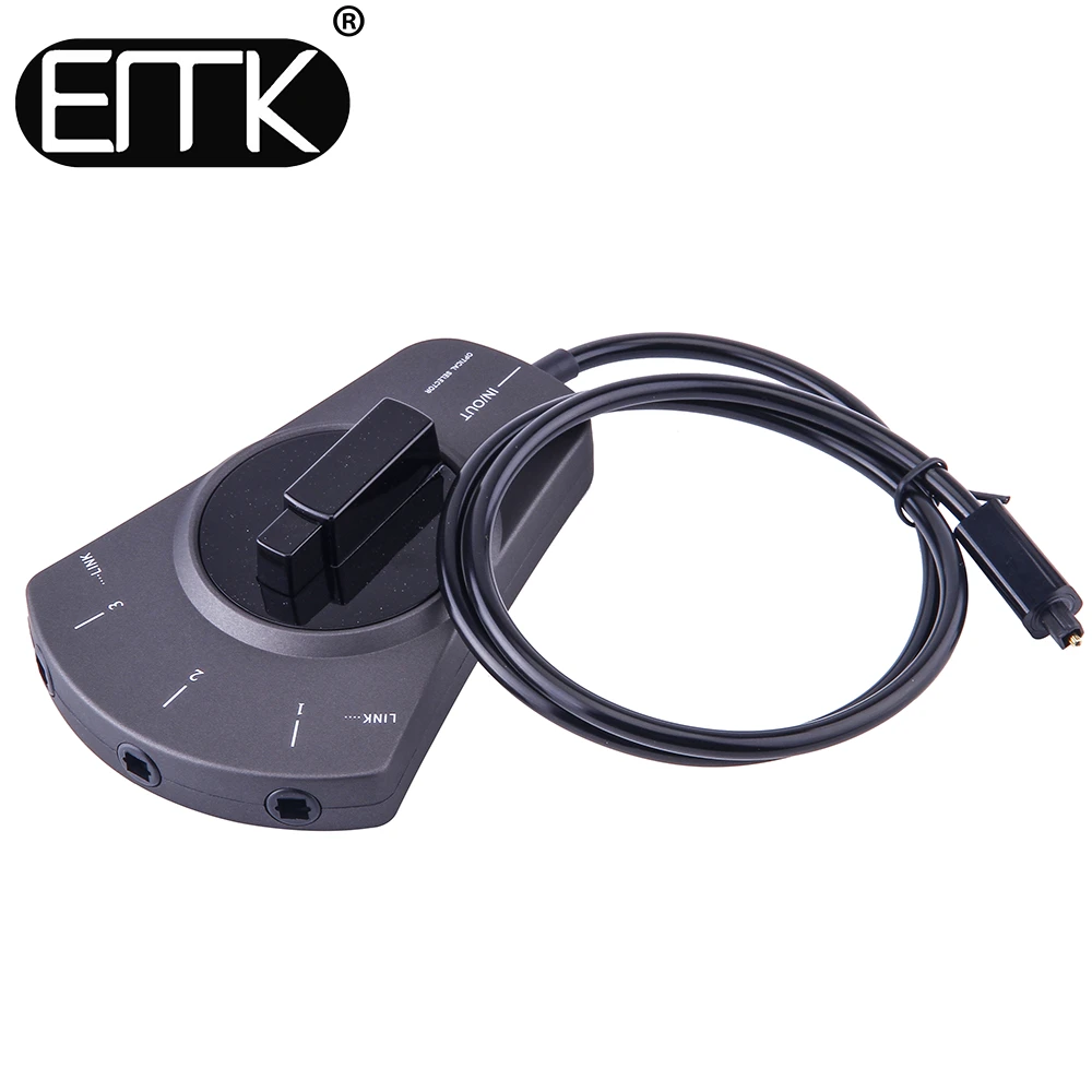EMK 3-Way Digital Toslink Switch SPDIF Optical Audio Switch Toslink Cable Switcher Selector Hub Box for DVD CD player-2