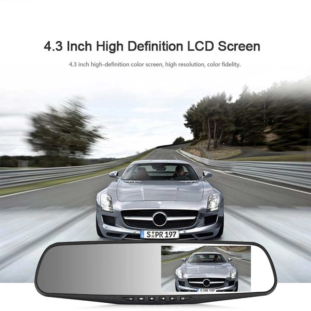 HD 1080P Dual Lens Car DVR Mirror Dash Cam Night Vision Front And Rear 170 Angle Reversing Camera Digital Video Recorder Backup-4