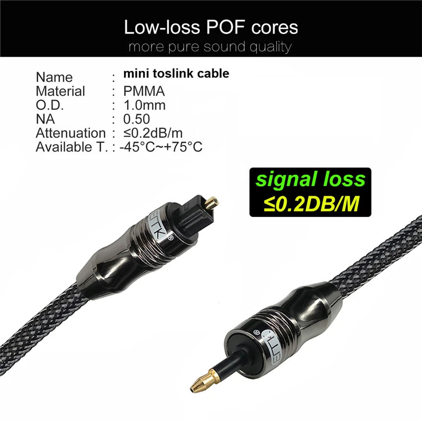 EMK Mini Toslink to Mini Toslink Cable 3.5mm SPDIF Cable toslink 3.5 to 3.5 Optical Audio Cable for Macbook DVD 3m 5m 8m 10m-5