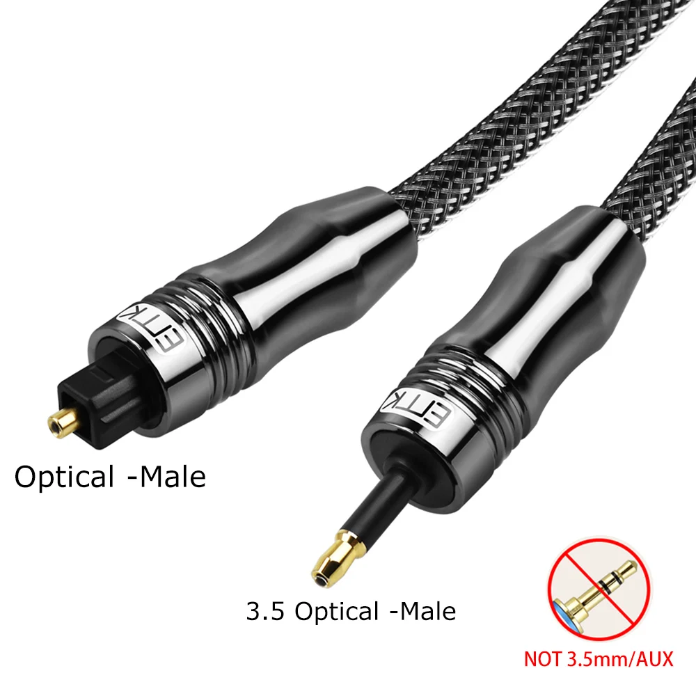 EMK Digital Sound Toslink to Mini Toslink Cable 3.5mm SPDIF Optical Cable 3.5 to Optical Audio Cable Adapter 1m 10m-2