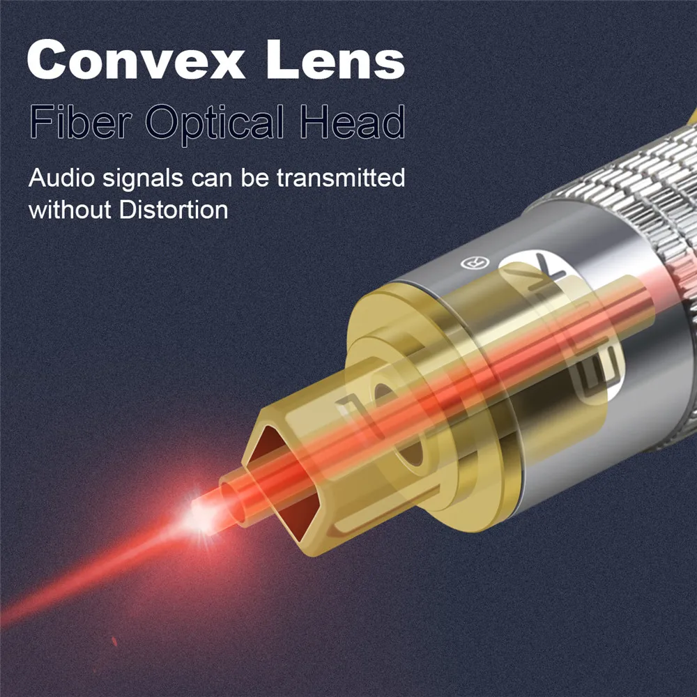 EMK Top Grade OD8.0mm Spdif Optical Cable Gold Plated Metal Connector Digital Fiber Optical Toslink Audio Cable 1m 1.5m 2m 3m 5m-3