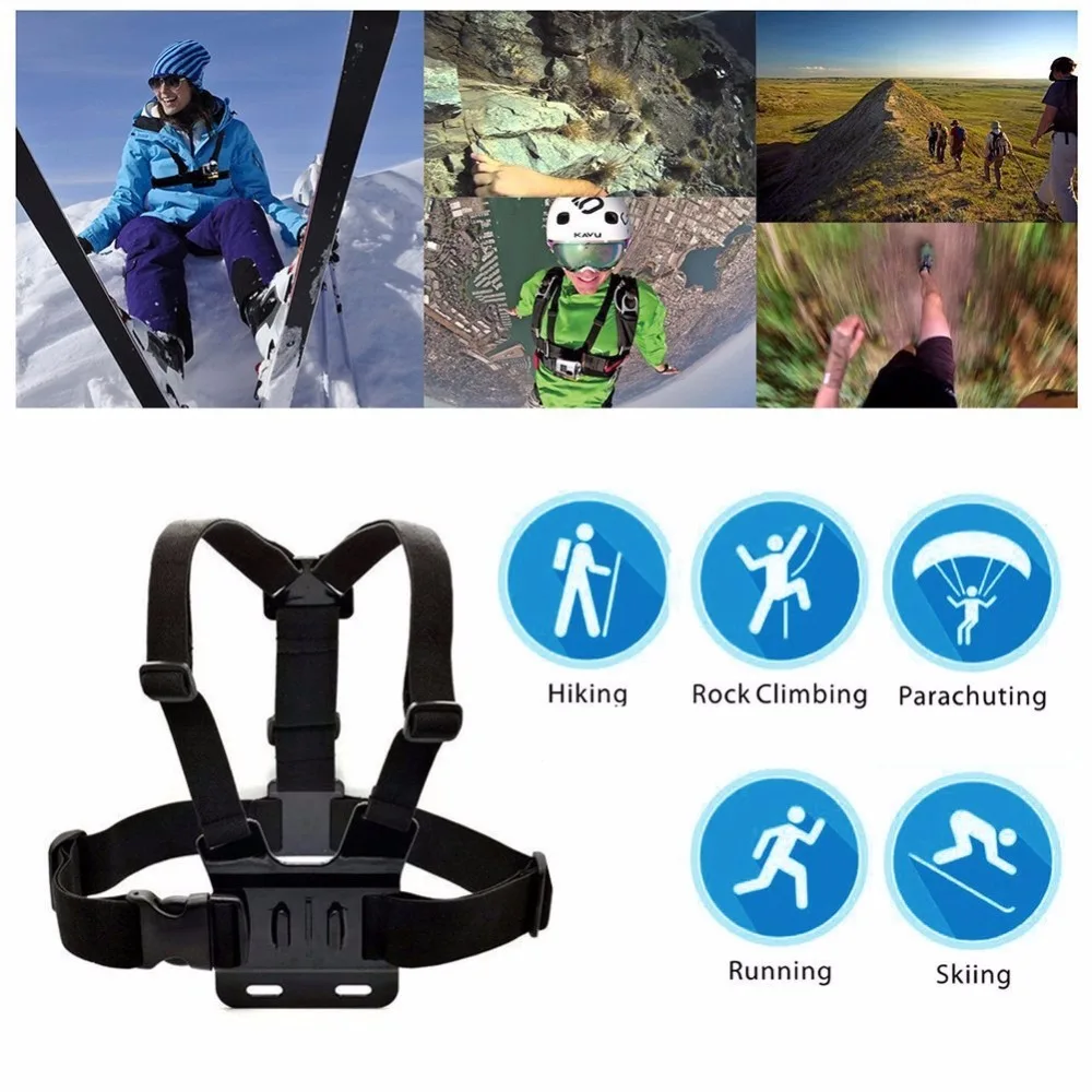 Chest Strap Mount Belt for Gopro Hero 11 10 9 8 7 Xiaomi yi 4K Action camera Accessories Chest Mount Harness for Go Pro J-Hook-5