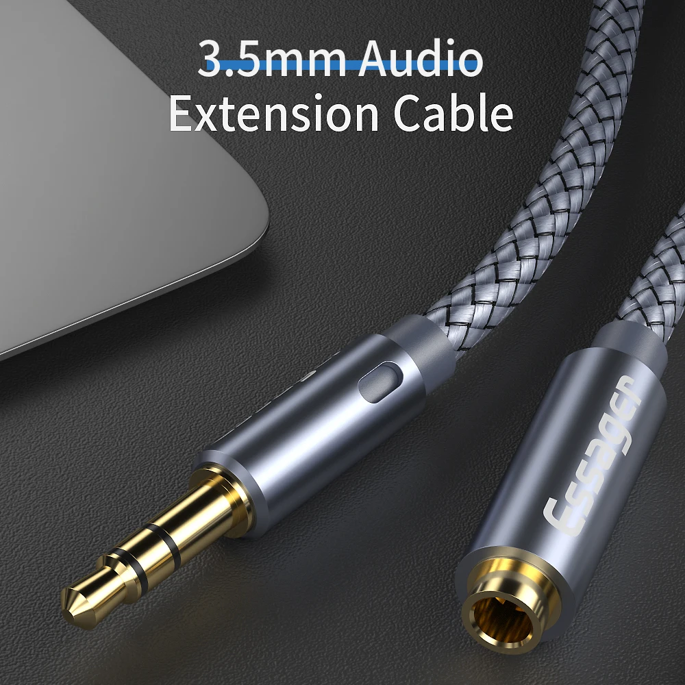 Essager Headphone Extension Cable Jack 3.5mm Audio Aux Cable 3.5 mm Female Splitter Speaker Extender Cord For Earphone Adapter-2