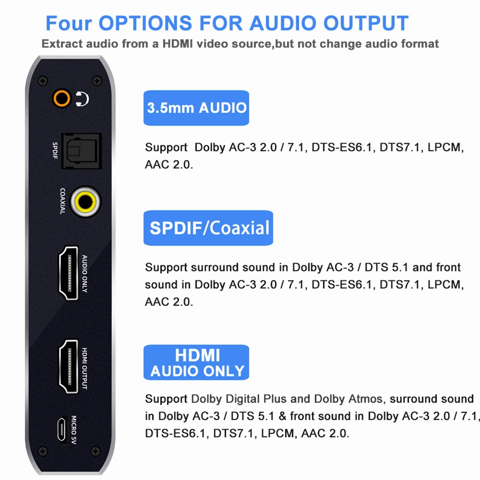 2x1 4K 120Hz HDMI Switch eARC Audio Extractor ARC Optical Toslink HDMI 2.0 Switch 4K 60Hz HDMI Switcher Remote for Apple TV PS4-3