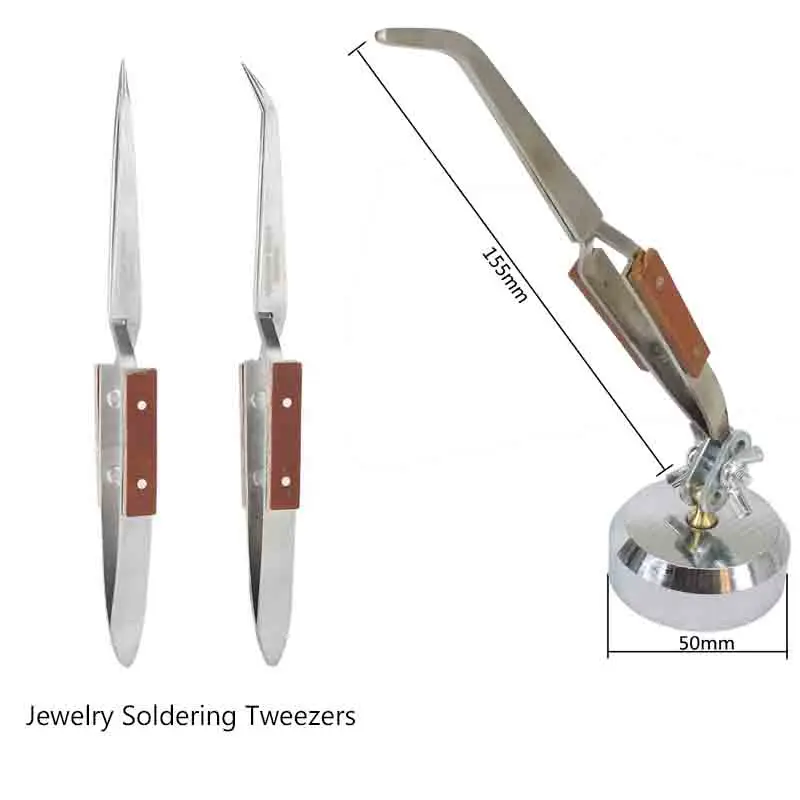 Curved Straight  Rebound Jewelry Welding Tweezers Soldering Tweezer Selflock Jewelers Jewelry Making Tools Repair locking pick-6