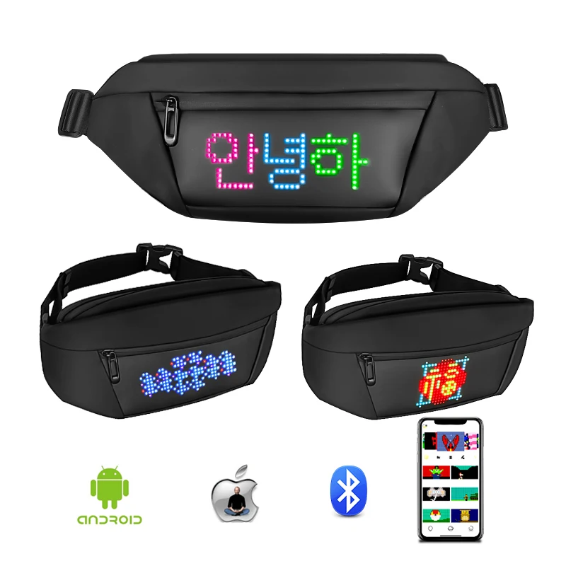 Smart Pixel LED Backpack Unisex Chest Bag Function Shoulder Bag Trendy Messenger Bag with LED Display Screen APP LED Fanny Bag-3