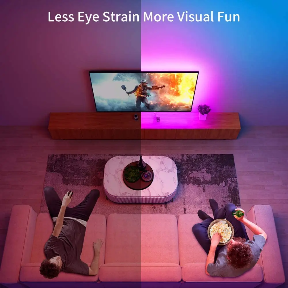 TV Backlight Music Sync USB Powered RGB LED Strip Light for 15 - 80 Inch TV, Mirror, PC-2