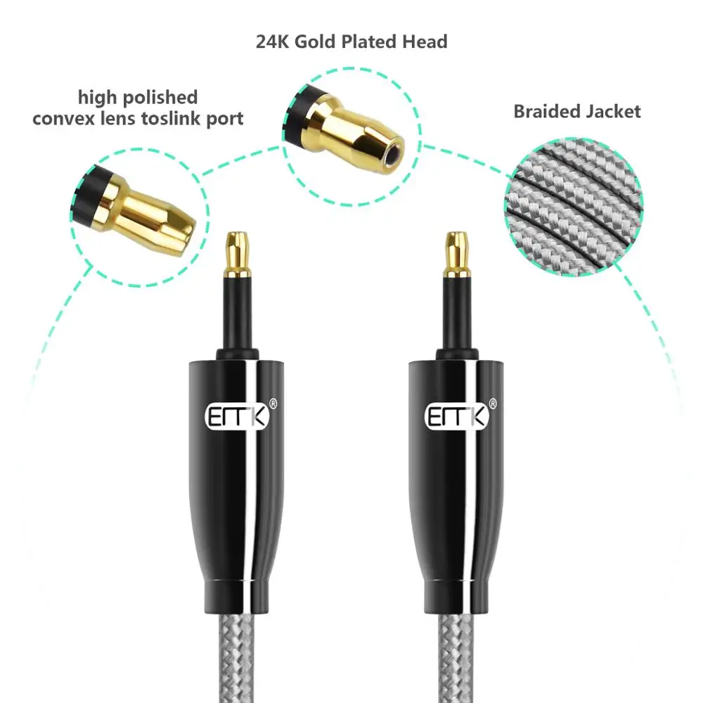 EMK Mini Toslink to Mini Toslink Cable 3.5mm SPDIF Cable toslink 3.5 to 3.5 Optical Audio Cable for Macbook DVD 3m 5m 8m 10m-2