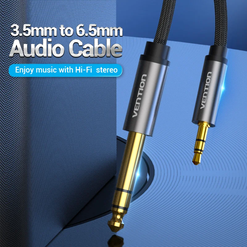 Vention 6.5 to 3.5 Jack Aux Cable Adapter for Speaker Guitar Amplifier TRS Audio Cable Jack 3.5mm to 6.5mm Audio Cable Auxiliar-2
