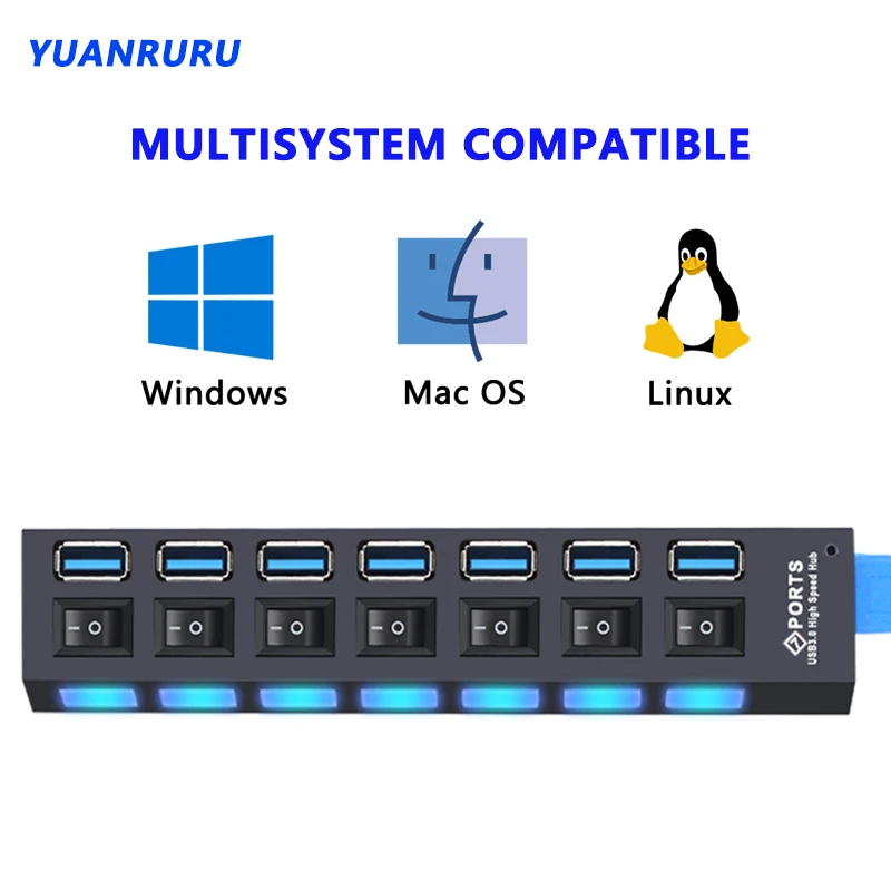 USB Hub 3.0 Hub USB 3 USB 2.0 Multi USB Splitter Power Adapter 4/7 Port Multiple Expander 2.0 with Switch for PC Accessories-4