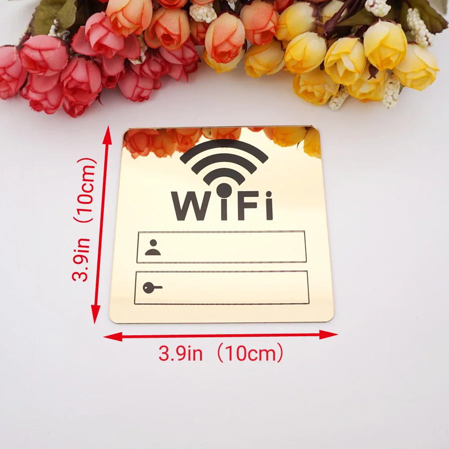 WIFI Sign 3D Acrylic Mirror Wall Stickers Rewritable Handwriting Account and Password For Public Shope Signage-6