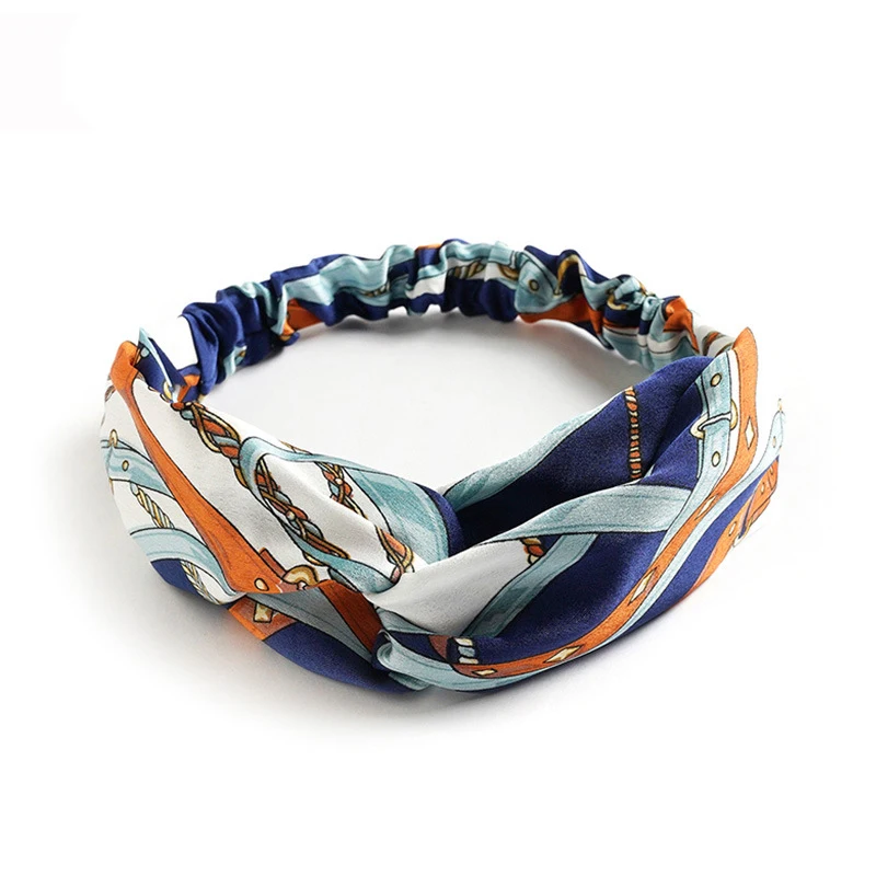 Fashion Women Girls Summer Bohemian Hair Bands Print Headbands Vintage Cross Turban Bandage Bandanas HairBands Hair Accessories-6