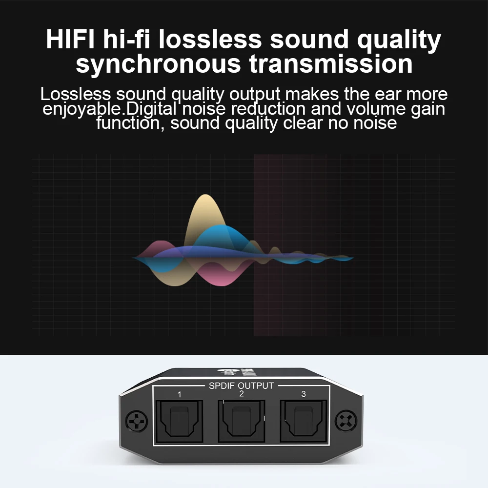 2023 Best 1x3 Toslink Spdif Optical Digital Audio Splitter One input 3 Outputs Support LPCM 2.0 DTS AC3 With Optical Cable-4
