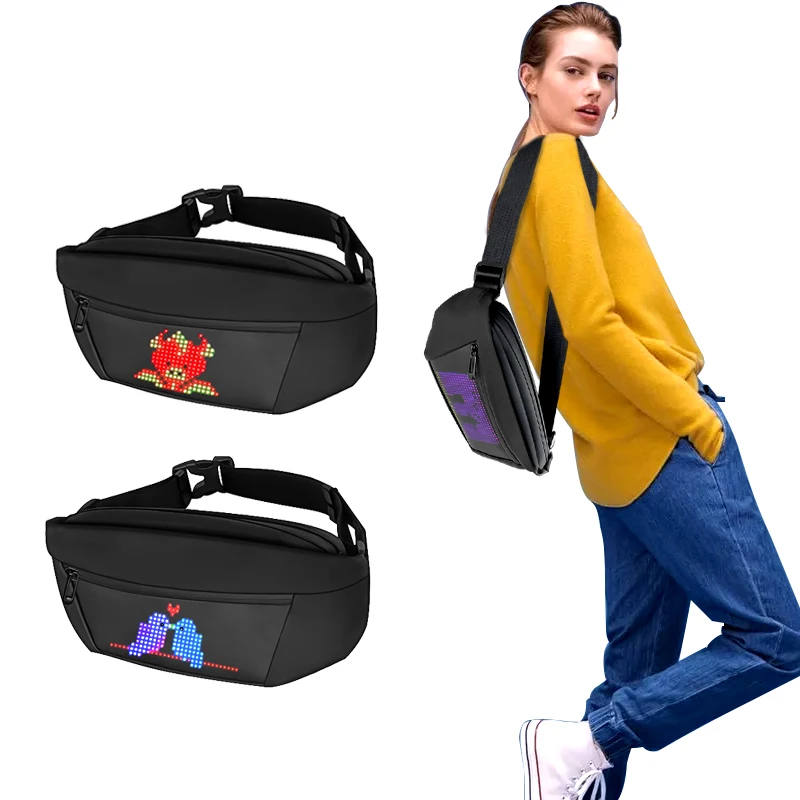 Smart Pixel LED Backpack Unisex Chest Bag Function Shoulder Bag Trendy Messenger Bag with LED Display Screen APP LED Fanny Bag-2