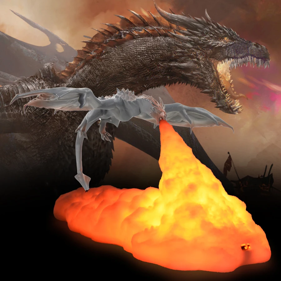 3D Room Decor Print LED Fire Dragon Ice Dragon Lamps Home Desktop Rechargeable Lamp Best Gift For Children Family  Home Decor-2