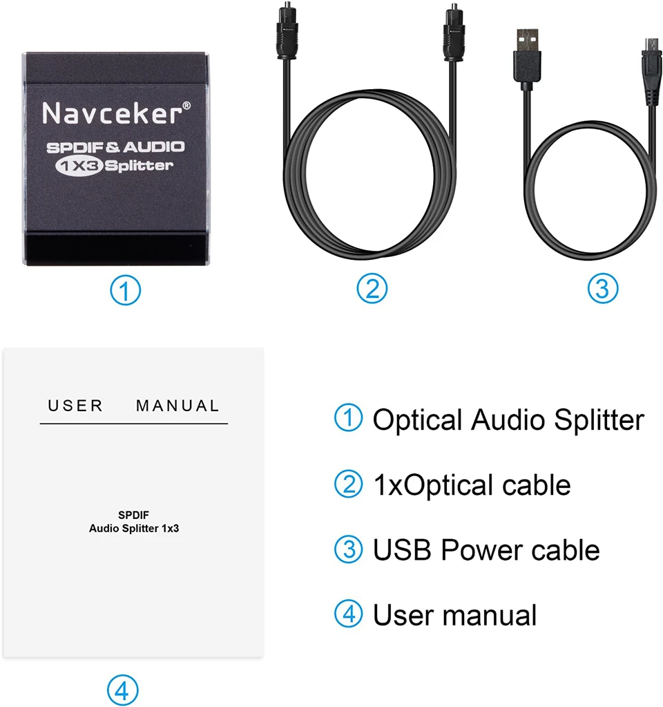 2023 Best 1x3 Toslink Spdif Optical Digital Audio Splitter One input 3 Outputs Support LPCM 2.0 DTS AC3 With Optical Cable-6