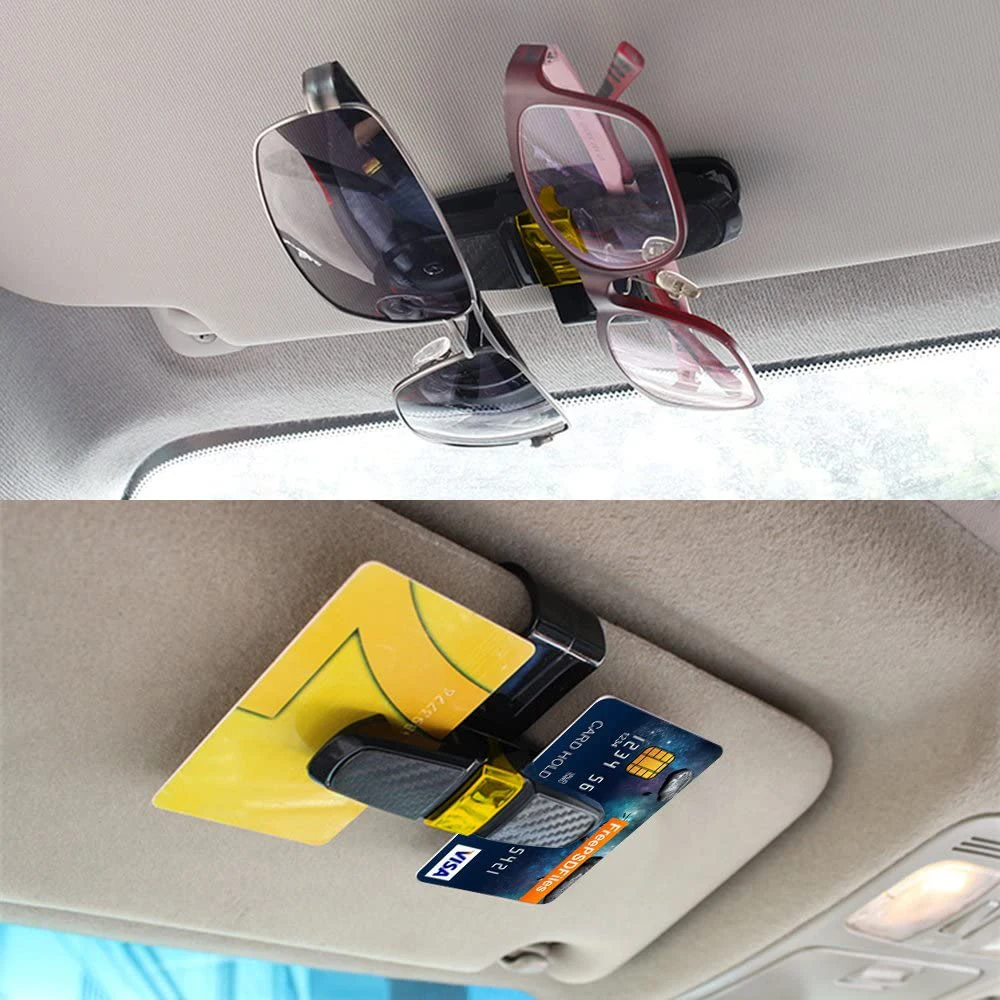 2Pcs Car Sun Visor Sunglasses Clip Car Glasses Holder Portable Ticket Card Clamp ABS Eyeglasses Case Car Accessories-2