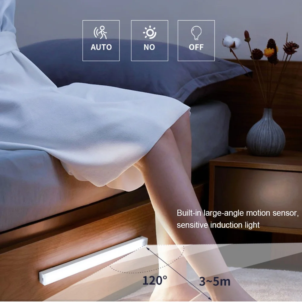 LED Motion Sensor Light Wireless LED Night Light Type C Rechargeable Light Cabinet Wardrobe Lamp Staircase Backlight For Kitchen-2