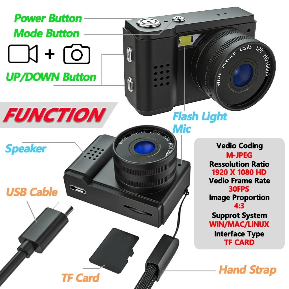 0-128G Mini 1080P Small Digtal Camera with Screen Bodycam Compact Kids Camcorder Indoor Outdoor Sport Video DV Recorder Body Cam-4