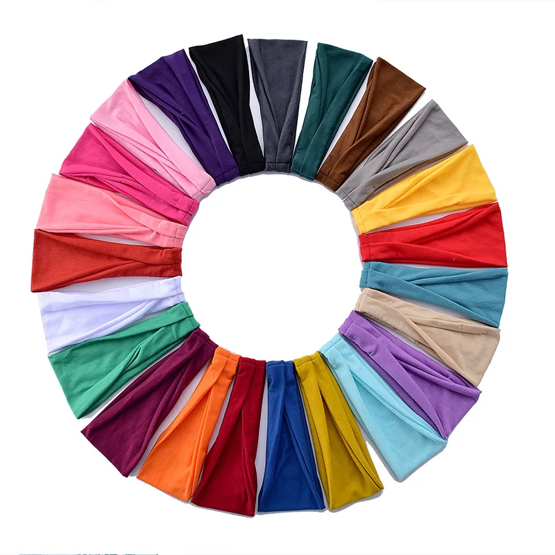 Women Headband Turban Solid Color Elastic Hair Bands Yoga Hairband Fashion Makeup Hair Hoop Vintag Headwrap Hair Accessories-5
