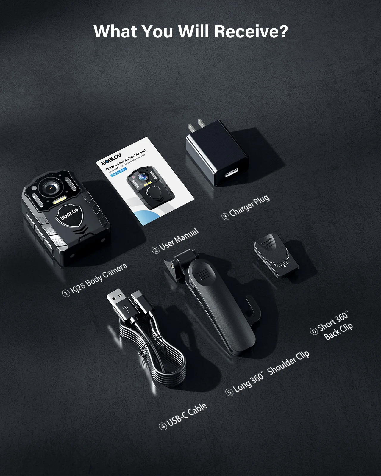BOBLOV KJ25 1080p Body Camera 3000mAh Support 13H Recording Night Vision Camcorder Law Enforcement Police Camera For Hiking Ride-6