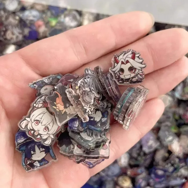 100Pcs Random Genshin Impact Acrylic Patch DIY Bag Jewelry Crafts Accessories for Keychain Brooch Phone Case Anime 2cm Ornament-3