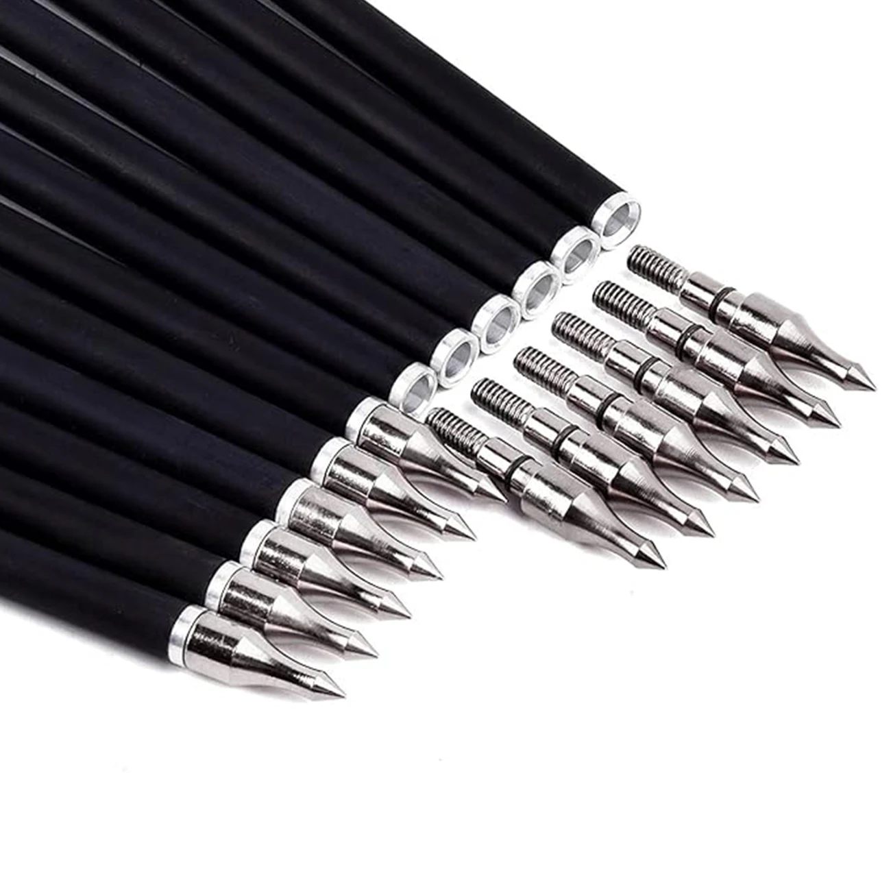 LAIXING 12PCS Carbon Arrow 30 Inch Spine 500 with Replaceable Arrowhead for Compound/Recurve Bow Archery Hunting Targeting-5