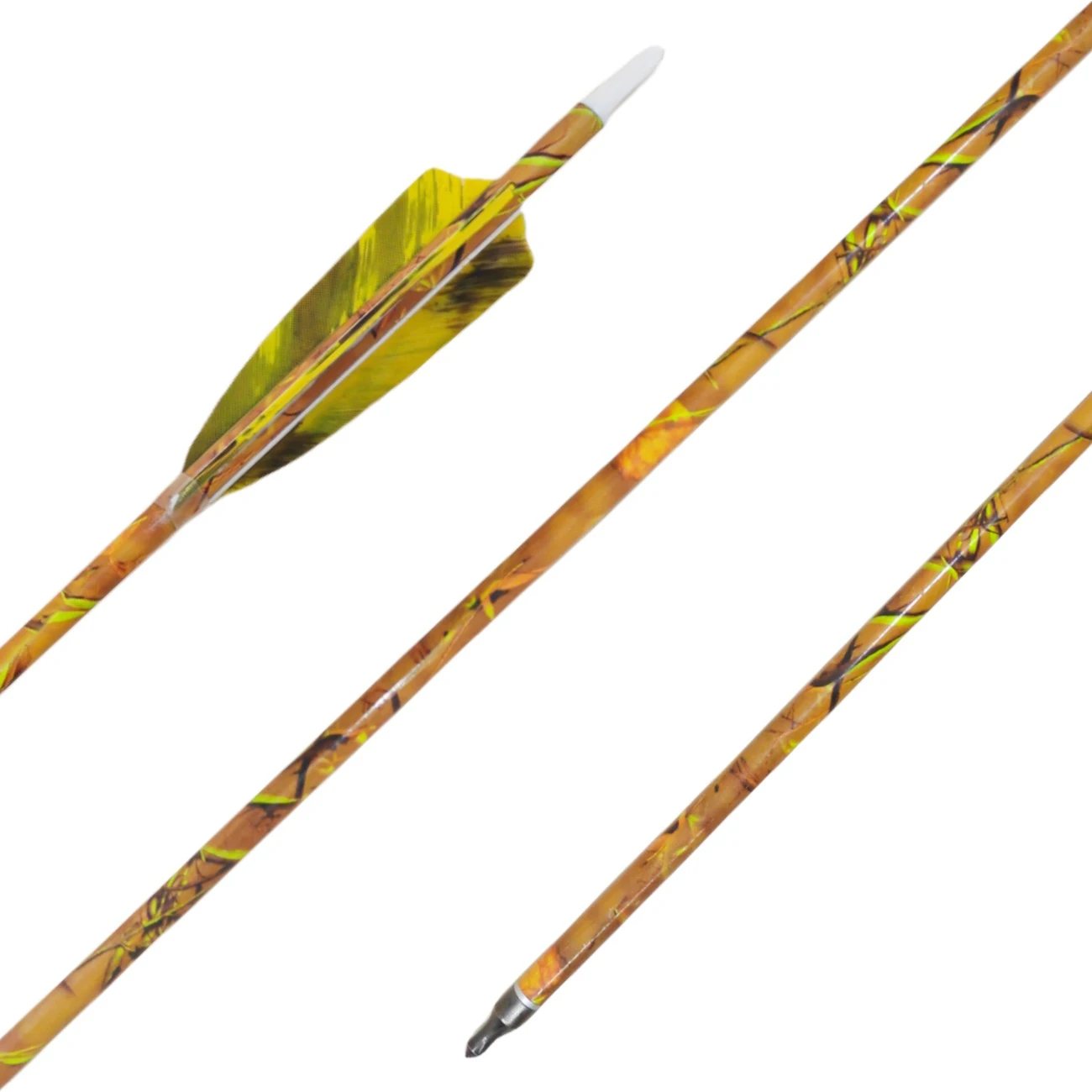 LAIXING 30 Inch Carbon Arrows with 5 Inch Turkey Feathers Fletching & Archery Hunting Practice Targeting,Spine 500 Yellow-6