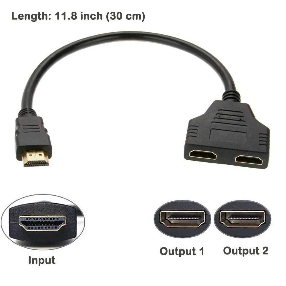 HDMI Splitter Cable Male 1080P To Dual HDMI Female 1 To 2 Way HDMI Splitter Adapter Cable, Support Two TVs At The Same Time-3