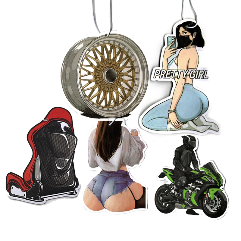 Auto Parts Design Car Air Freshener Hanging Car Rear View Solid Paper Wheel Rim Piston Car Diffuser Interior Accessories Pendant-2