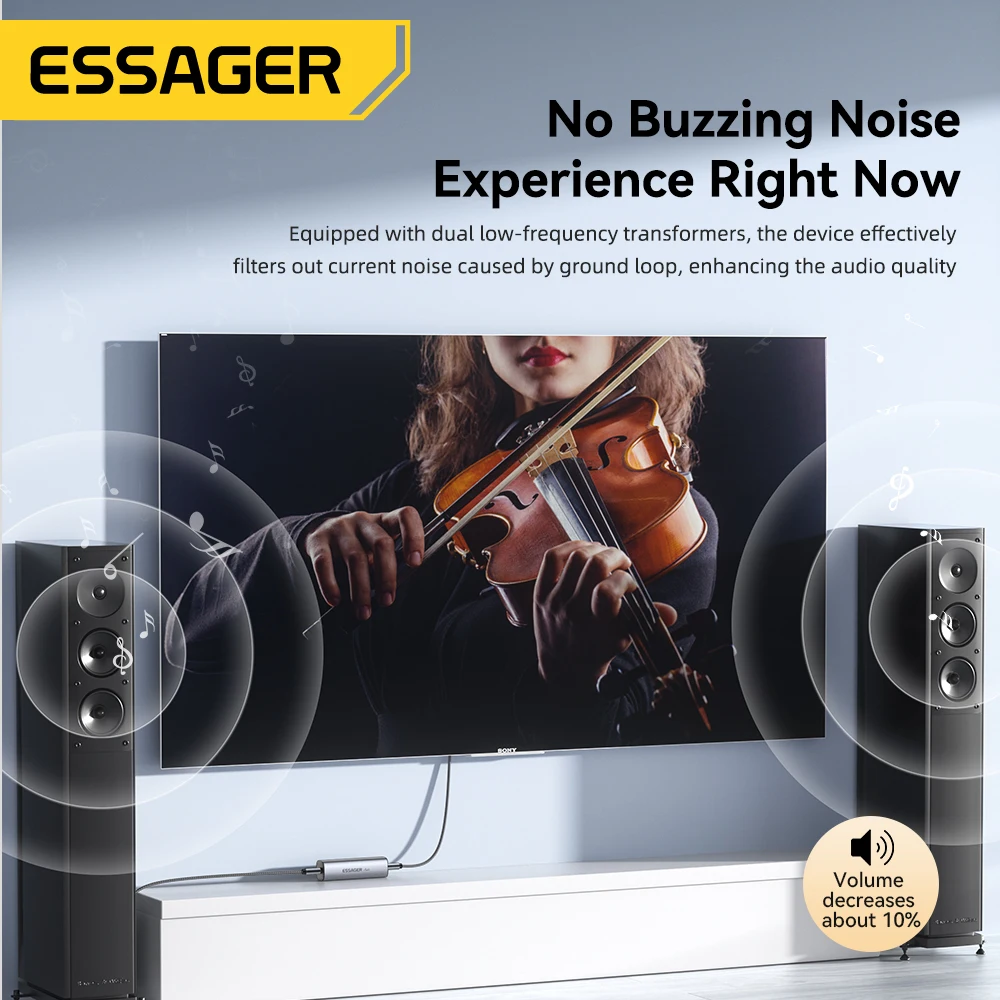 Essager 3.5mm Aux Cable Audio Noise Filter Ground Loop Noise Isolator Eliminate Cancelling for Home Stereo Car Audio System-2