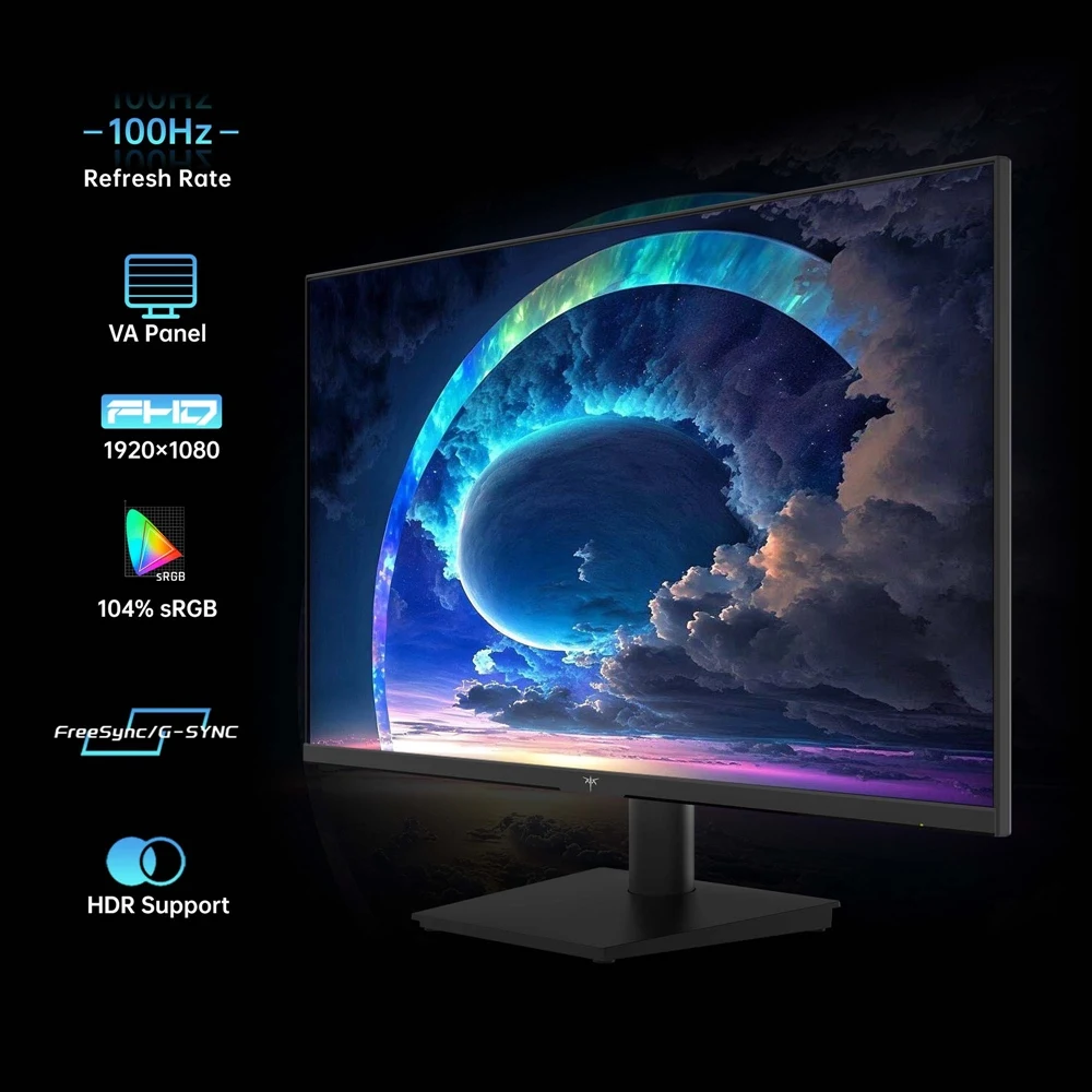 KTC H24V13 23.8-inch Gaming Monitor, 1920x1080 16:9 100Hz High Refresh Rate VA Panel, 4000:1 Contrast Ratio, 104% sRGB HDR10-2