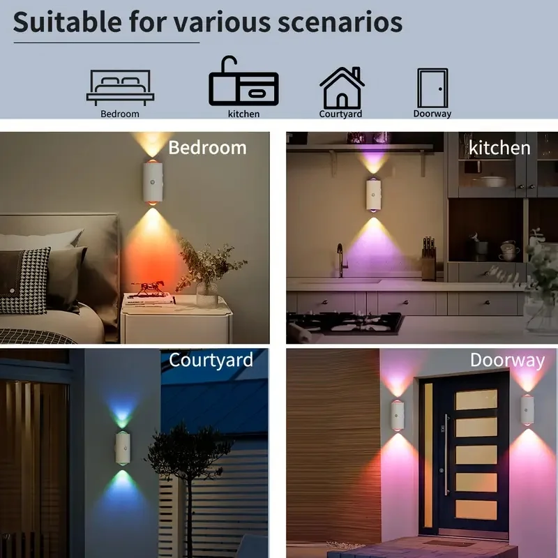 RGB Gradient LED Night Light with Motion Sensor Wall Lamp Rechargeable Ambient Light Dimmable Indoor Lights Magnetic Step Lamp-6