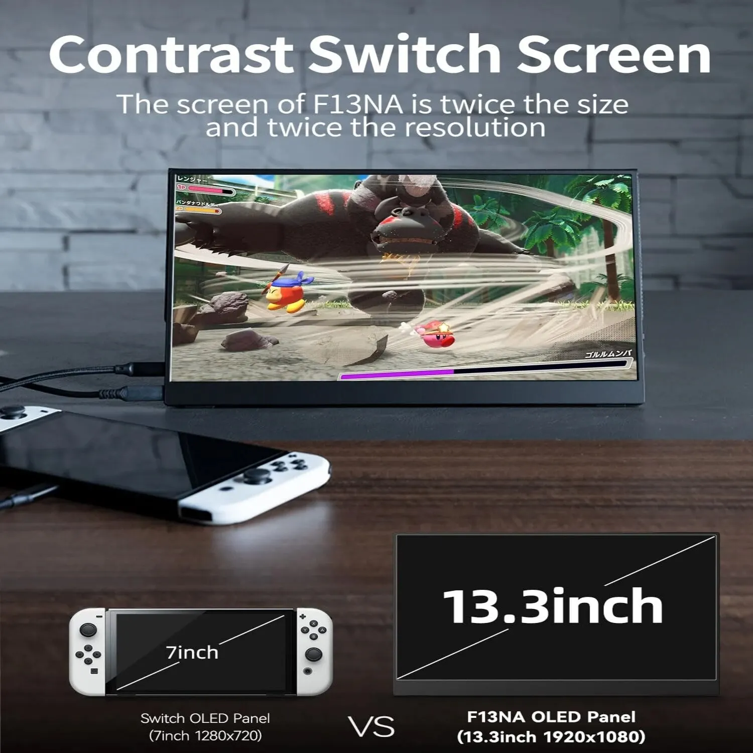 Bimawen 13.3inch OLED Portable Monitor with FHD Screen Response Time 1ms 10bit 100% DCI-P3 Monitor W/Adaptive Sunc Game HoR Mode-4