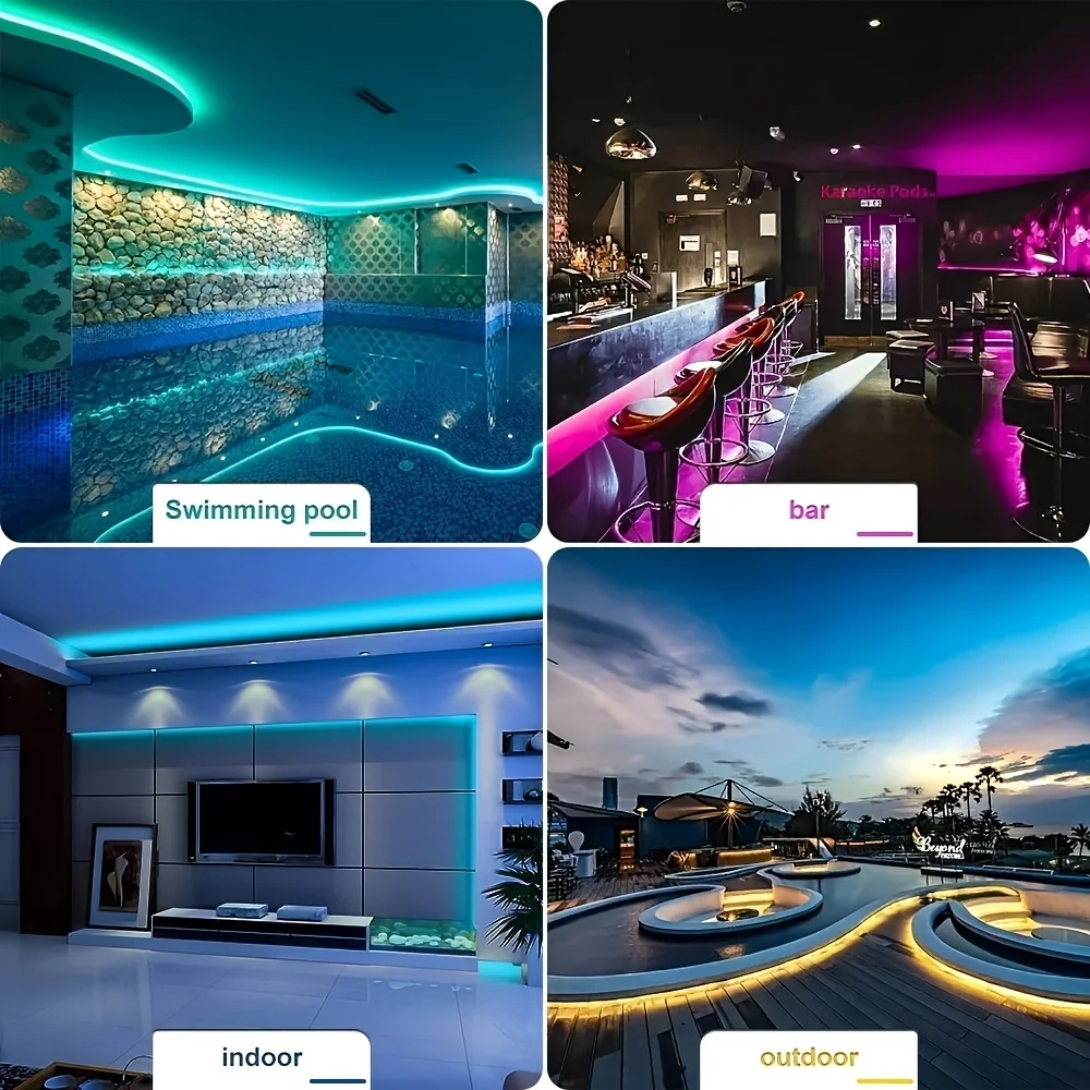 (EU PLUG) LED Neon Strip Light,5-30M Neon Rope With App 44key Remote Control For Home Decor Fairy Lighting-3
