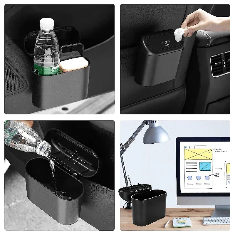 Car Trash Can (with Lid) Contains 60 (300) Garbage Bags, Small Car Trash Can, Leak-proof Mini Car Accessories-2