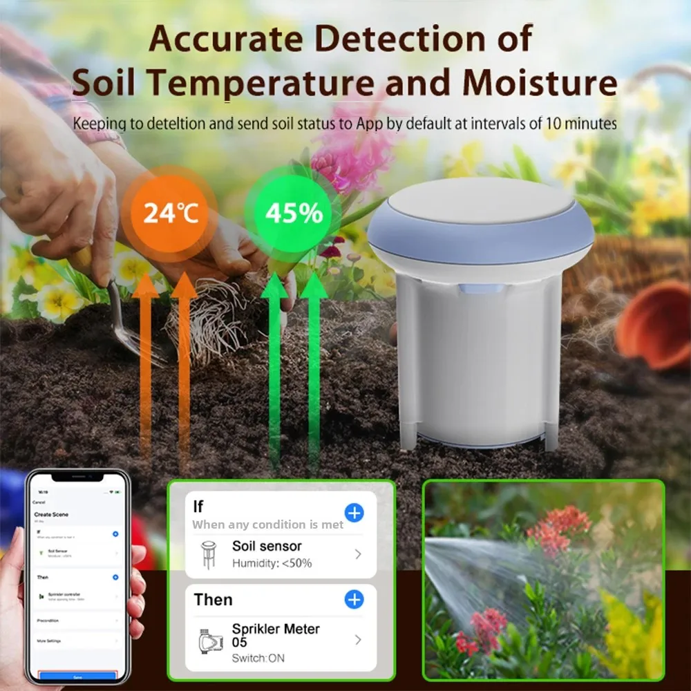 Haozee Tuya Smart Wifi Soil Tester Temperature and Humidity Meter Waterproof hygrometer Garden Automation Irrigation Detector-2