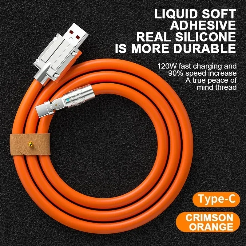 120W 7A Fast Charge USB Type C Cable 180 Degree Rotation Elbow Cable for Game for Xiaomi Redmi Honor Phone Charger USB C Cable-6