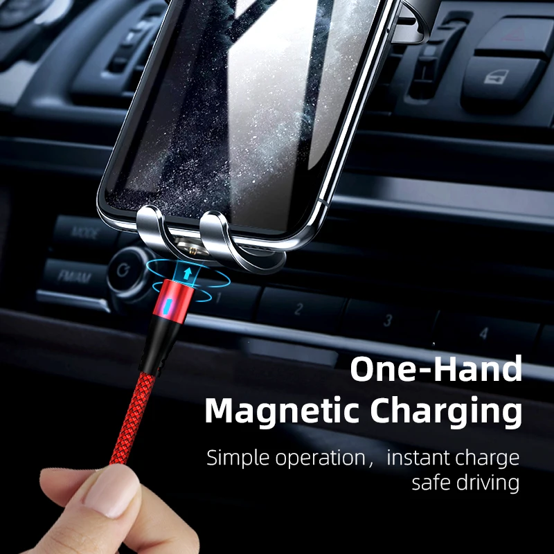 AUFU LED Magnetic USB Charging Cable USB Type C Phone Cable Magnet Phone Charger Micro USB For iPhone 11 12 Pro Max For Xiaomi-4