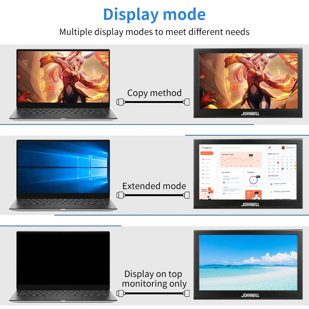 7 Inch Touch Screen 1024x600 Portable Monitor HDMI-Compatible For Laptop Xbox Switch Raspberry Pi Series Display With Stand-6