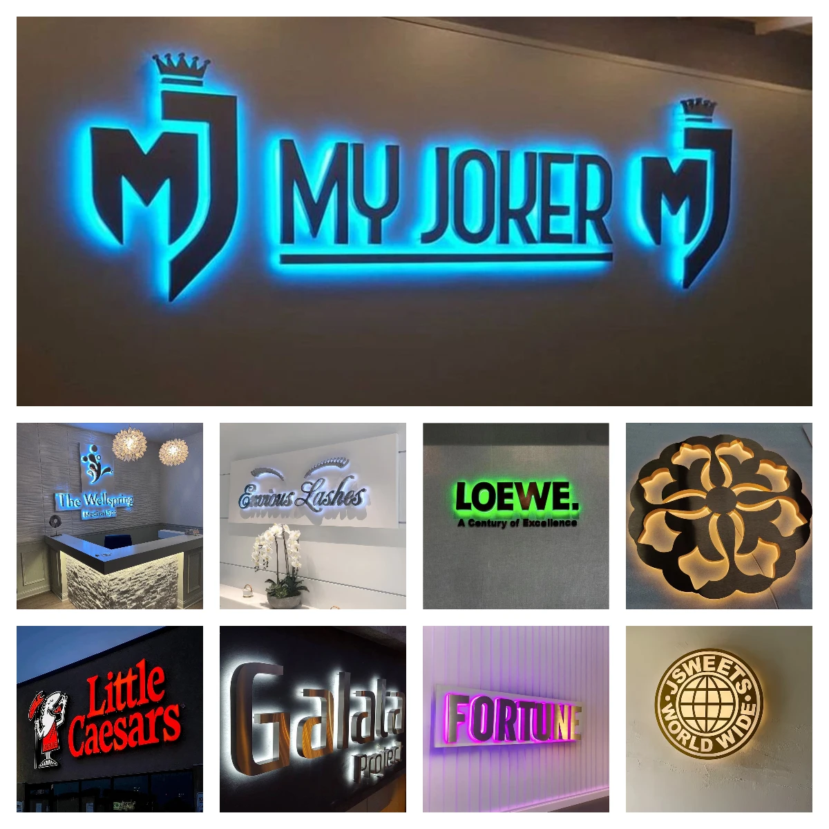 Custom Business Logo Backlit Sign Gold Metal Letters Led Illuminated 3D Stainless Steel Storefront Bar Club Signage Outdoor Sign-2