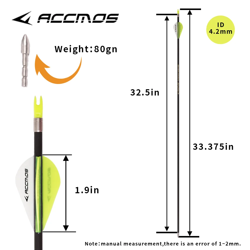 6/12/18PCs ID4.2 Pure Carbon Arrow Spine 700 800 900 1000 1100 1300 1500 1800 Shafts for Archery Hunting Recurve Compound Arrow-3