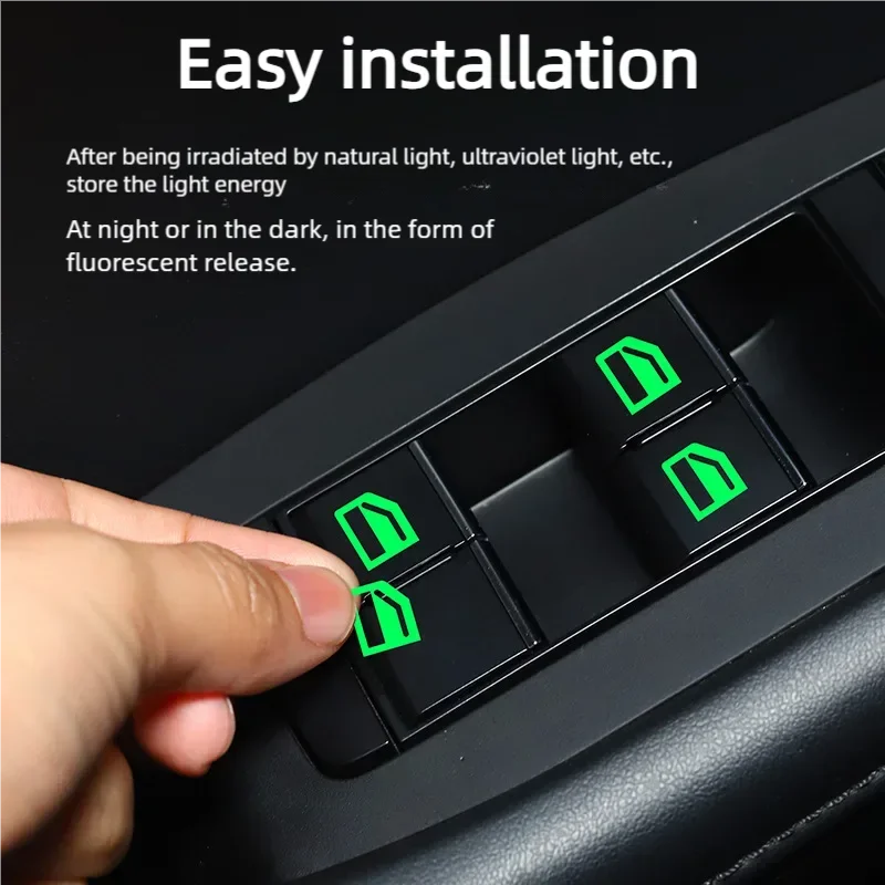 18Pcs/set Car Luminous Door Window Lift Button Stickers Car Windows Control Panel Decals Car Interior Sticker Auto Accessories-2