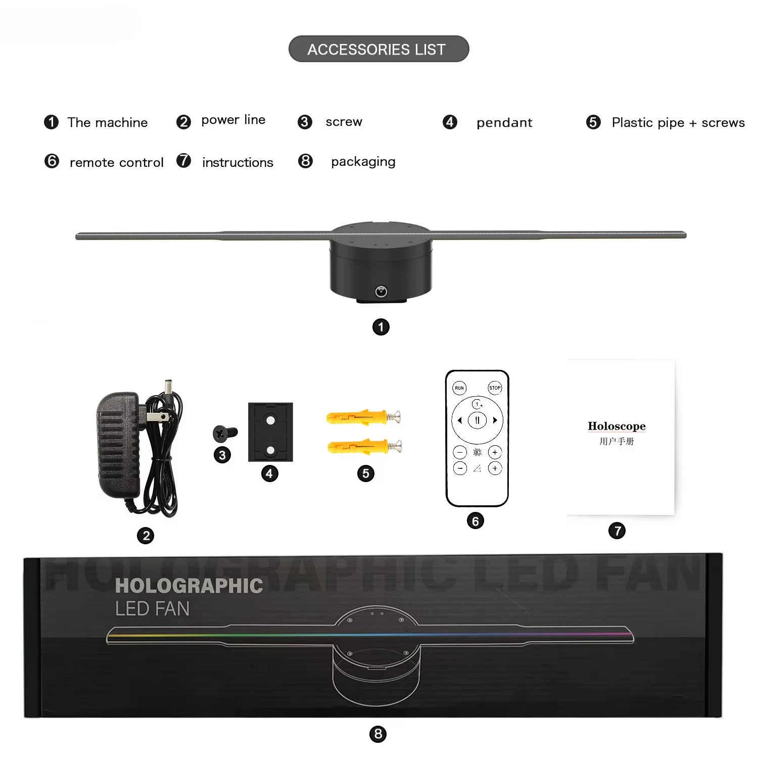 3D Advertising Projector Wifi Led Sign Holographic Lamp Player Remote Advertise Display 3D Fan Hologram Projector Logo Light-6
