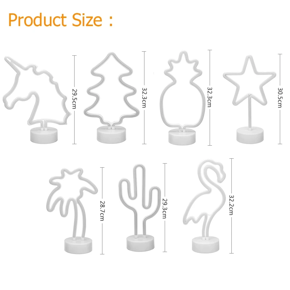 Neon Sign USB LED Decoration Unicorn Flamingo Lamp Moon Rainbow For Home Kid Room Bedside Night Light Decor Light For Christmas-6