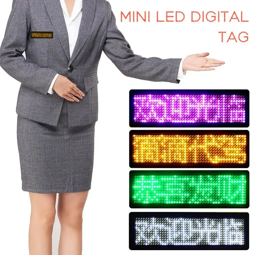 Fully New Bluetooth LED Name Badge DIY Programmable Scrolling Message Board Mini LED Display HD Text Digits Pattern Display-3