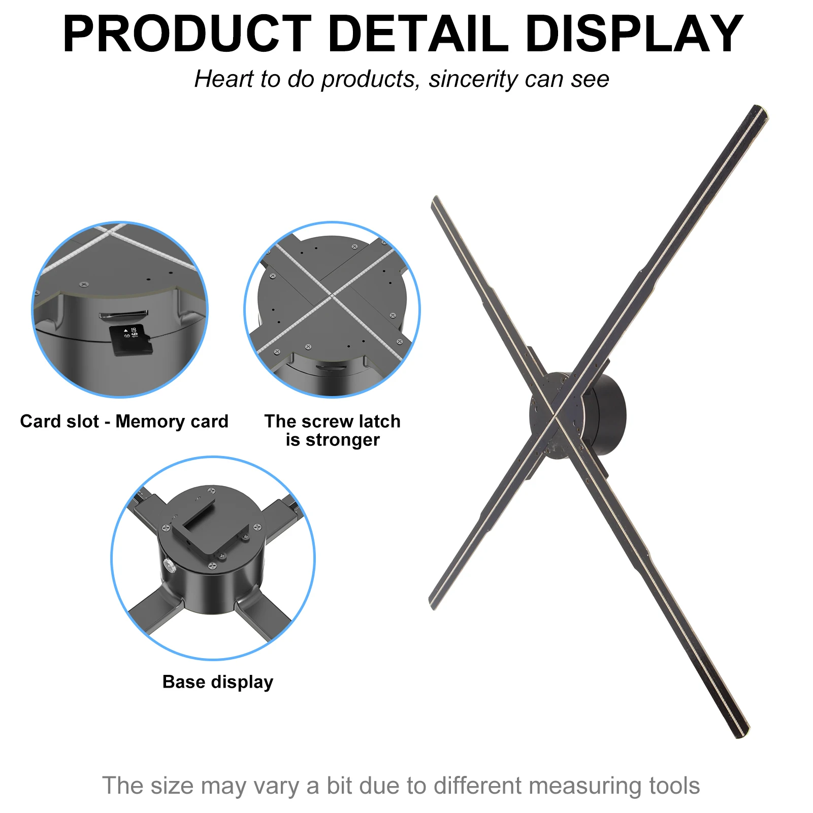 3D Hologram Fan  HD 722 LED Support Phone APP PC WiFi Holographic Advertising Display with Remote Control-3