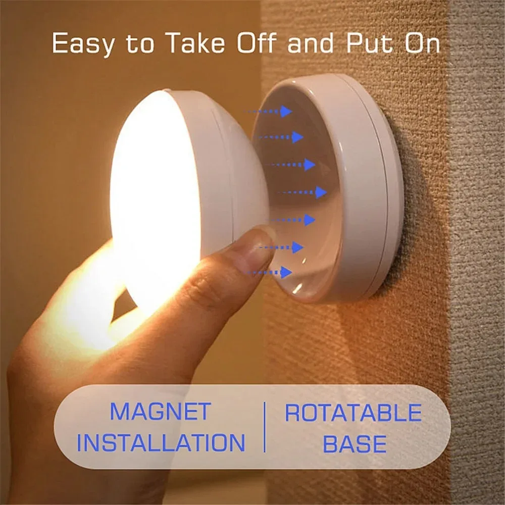 Night Light Rotatable Wireless Motion Sensor LED Night Lights USB Rechargeable Bedroom Corridohting Motion Sensor Light Led Lamp-3